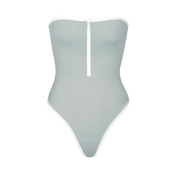 Skims Pacific Blue Sporty Zipper Swim Strapless One Piece Size 4x - Picture 1 of 11